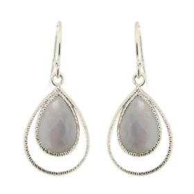 Boucles d oreilles Pendantes Argent Calcédoine Ces boucles d oreilles sont serties pierres facettées taillées poire Les di...