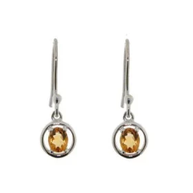 Boucles d oreilles Argent 925 Citrine, pierres 6x4mm, hauteur : 2,3cm 