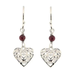 Boucles d oreilles Pendantes Argent Grenat Ces boucles d oreilles sont composées d un coeur ajouré argent petites pierres ...