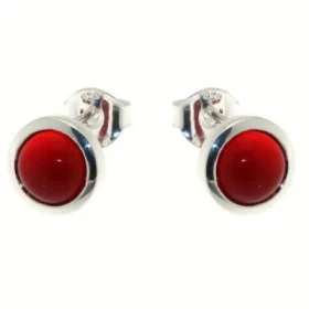  Boucles d oreilles Argent 925 Cornaline serties pierres 7mm diam&egrave;tre Diam&egrave;tre du motif : 9,5mm 