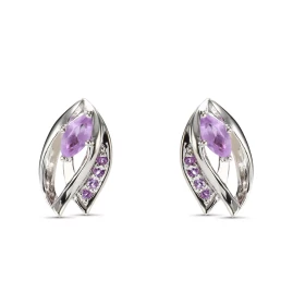Boucles d oreilles Argent Améthyste Navette Motif Argent 925 rhodié mesurant 12x7mm Chaque boucle est sertie d une pierre ...