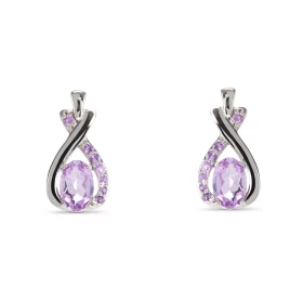 Boucles d oreilles Argent Améthyste Ovale 6x4mm Motif Argent 925 rhodié mesurant 14.5x7.5mm Chaque boucle est sertie d une...