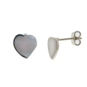 Boucles d oreilles Argent 925 Nacre , petits coeurs 10x10mm