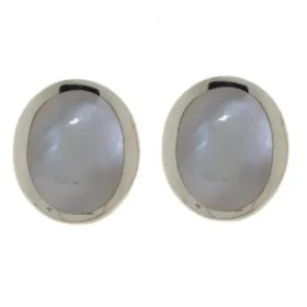Boucles d oreilles Argent 925 Nacre , motif oval ondulé 14x16mm