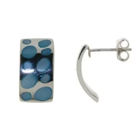 Boucles d oreilles Argent 925 Nacre , motif ondulé 17x9mm incrustion nacre