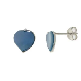 Boucles d oreilles Argent 925 Nacre , petits coeurs 10x10mm