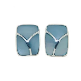 Boucles d oreilles Argent 925 Nacre bleue Dimensions d un rectangle : 12x10mm