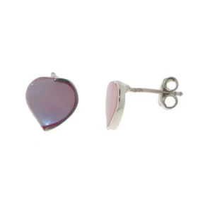 Boucles d oreilles Argent 925 Nacre , petits coeurs 10x10mm