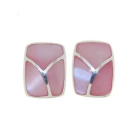  Boucles d oreilles Argent 925 "Nacre rose" Dimensions d un rectangle : 12x10mm 