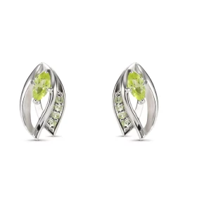 Boucles d oreilles Argent Péridot Navette Motif Argent 925 rhodié mesurant 12x7mm Chaque boucle est sertie d une pierre ta...