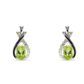 Boucles d oreilles Argent Péridot Ovale 6x4mm Motif Argent 925 rhodié mesurant 14.5x7.5mm Chaque boucle est sertie d une p...