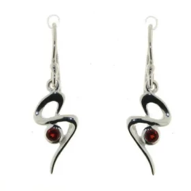 Boucles d oreilles Argent 925 Grenat serties pierres 6.5mm diamètre Longueur : 20 mm 