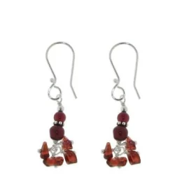 Boucles d oreilles Argent 925 Grenat pendantes, longueur : 42mm