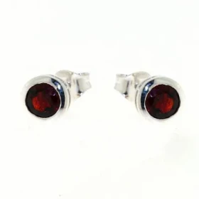 Boucles d oreilles Argent 925 Grenat serties pierres 5mm diamètre 
