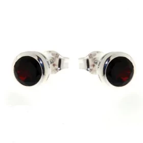 Boucles d oreilles Argent 925 Grenat serties pierres 6mm diamètre 