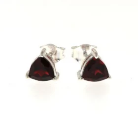 Boucles d oreilles Argent 925 Grenat serties pierres taille trillion 6mm coté 