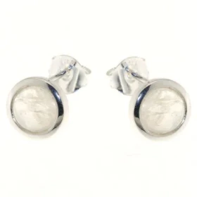 Boucles d oreilles Argent 925 Labradorite serties pierres 7mm diamètre Diamètre du motif : 9,5mm 