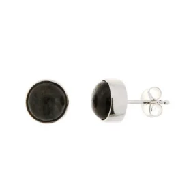Puces d oreilles Argent Labradorite Ces boucles d oreilles sont serties labradorites rondes taillées cabochon Le diamètre ...