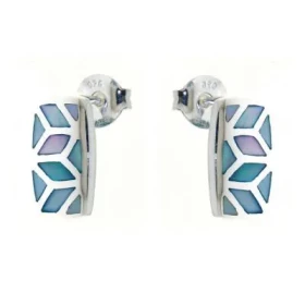  Boucles d oreilles Argent 925 Nacre Bleue Dimensions du motif : 14 x 8mm 