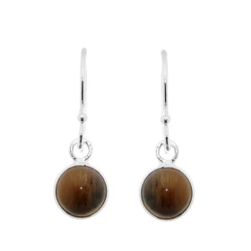Boucles d oreilles Pendantes Argent Oeil tigre Ces boucles d oreilles sont serties pierres rondes taillées cabochon Le dia...