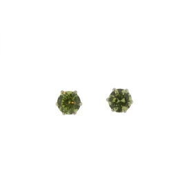 Boucles d oreilles Argent 925 Oxyde Zirconium Vert (couleur péridot) serties pierres 5mm, chaton 6 griffes