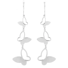 Boucles d oreilles argent pendantes trois papillons (une moitié d aile pleine une moitié ajourée) Dimensions papillons : 1...