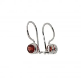 Boucles d oreilles Argent 925 Grenat serties pierres 4mm, longueur : 16mm