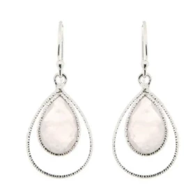  Boucles d oreilles Pendantes Argent Quartz Rose Ces boucles d oreilles sont serties pierres facettées taillées poire Les ...