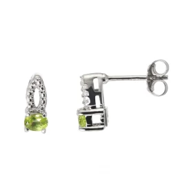 Boucles d oreilles Argent Rhodié Péridot ovale 4x3mm Motif perlé sur sa partie haute Dimensions d une boucle (vue face) : ...