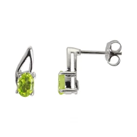 Boucles d oreilles Argent Rhodié Péridot Ovale 6x4mm Dimensions du motif (boucle vue face) : 12x5mm Pierres ovales 6x4mm s...