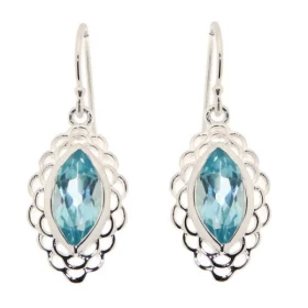 Boucles d oreilles Pendantes Argent Topaze Bleue Ces boucles d oreilles sont serties pierres taillées marquise Les dimensi...