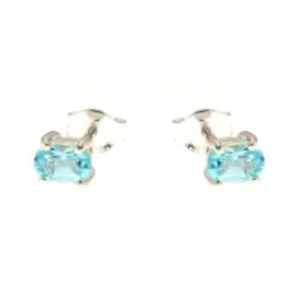  Boucles d oreilles Argent 925 Topaze Bleue serties pierres ovales 6x4mm 