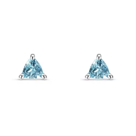 Boucles d oreilles Argent 925 Topaze Bleue serties pierres taille trillion 5mm