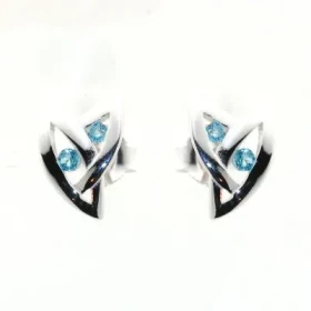 Boucles d oreilles Argent 925 Topaze Bleue Dimensions du motif : 11 x 8 mm Diamètre des pierres : 1.5 2 mm 