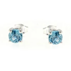  Puces d oreilles serties pierres rondes Chaque Topaze bleue traitée mesure 6mm diamètre, elles sont maintenues sur cette ...