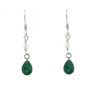 Boucles d oreilles Aventurine Labradorite sur Argent Aventurine taille poire 8x6mm Labradorite facettée 3mm diamètre Longu...