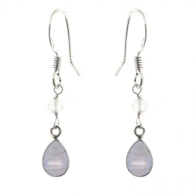 Boucles d oreilles Calcédoine bleue Labradorite sur Argent Calcédoine taille poire 8x6mm Labradorite facettée 3mm diamètr...