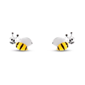 Boucles d oreilles argent une petite abeille argent émaille Dimension : 5x8mm Système d attache : poussette belge