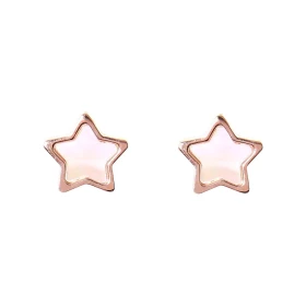 Boucles d oreilles clou argent rhodié flashé or rose composée d une étoile nacre Dimension : 8x8mm Système d attache : pou...