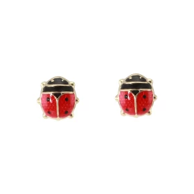  Boucles d oreilles Coccinelles Or jaune 375 Émaillées pour Enfant Dimensions du motif : 7x6.5mm Système fermeture : pouss...