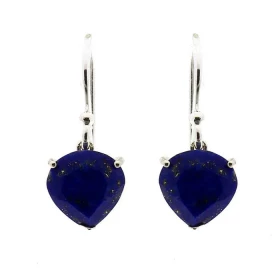 Boucles d oreilles Argent 925 Lapis Lazuli Ces boucles d oreilles pendantes sont serties pierres taillées coeur Les dimens...