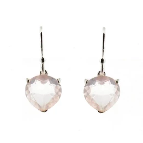 Boucles d oreilles Argent 925 Quartz Rose Ces boucles d oreilles pendantes sont serties pierres taillées coeur Les dimensi...