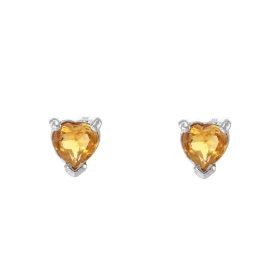 Boucles d oreilles Coeur Argent 925 Rhodié Citrine Chaque boucle est sertie d une pierre forme coeur mesurant 5x5mm Systèm...