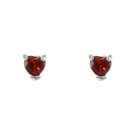 Boucles d oreilles Coeur Argent 925 Rhodié Grenat Chaque boucle est sertie d une pierre forme coeur mesurant 5x5mm Système...