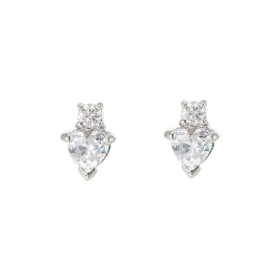 Boucles d oreilles Coeur Argent 925 Rhodié Oxyde zirconium Chaque boucle est sertie d une pierre forme coeur mesurant 5x5m...