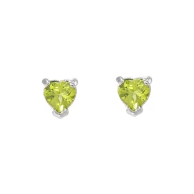 Boucles d oreilles Coeur Argent 925 Rhodié Péridot Chaque boucle est sertie d une pierre forme coeur mesurant 5x5mm Systèm...