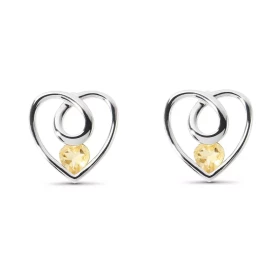 Boucles d oreilles Coeur Argent Citrine Motif Argent 925 rhodié mesurant 12x12mm Chaque boucle est sertie d une pierre tai...