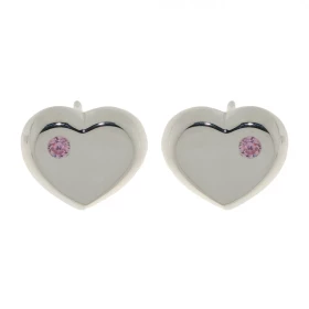  Boucles d oreilles argent forme coeur serties d un petit oxyde zirconium rose 3mm Dimensions: 12x15mm 