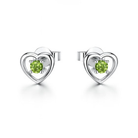 Boucles d oreilles Argent 925 Péridot Dimensions du motif coeur : 6 x 6 mm Diamètre des pierres : 2.2mm 