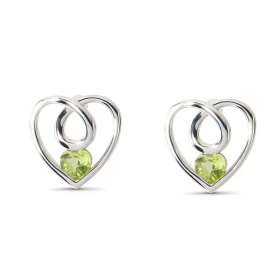 Boucles d oreilles Coeur Argent Péridot Motif Argent 925 rhodié mesurant 12x12mm Chaque boucle est sertie d une pierre tai...
